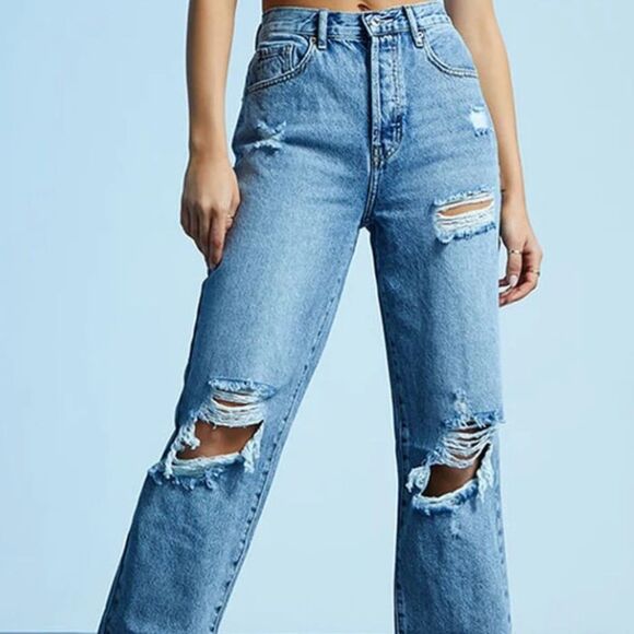 PACSUN JEANS FOR WOMEN THE “DAD JEAN” ARE EDGY & COOL IN MEDIUM BLUE SIZE 26 NWT - Picture 1 of 11